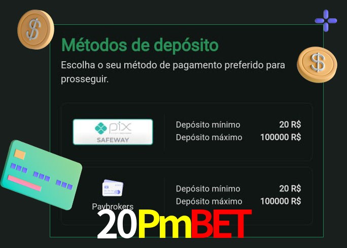 O cassino 20Pmbet oferece uma grande variedade de métodos de pagamento